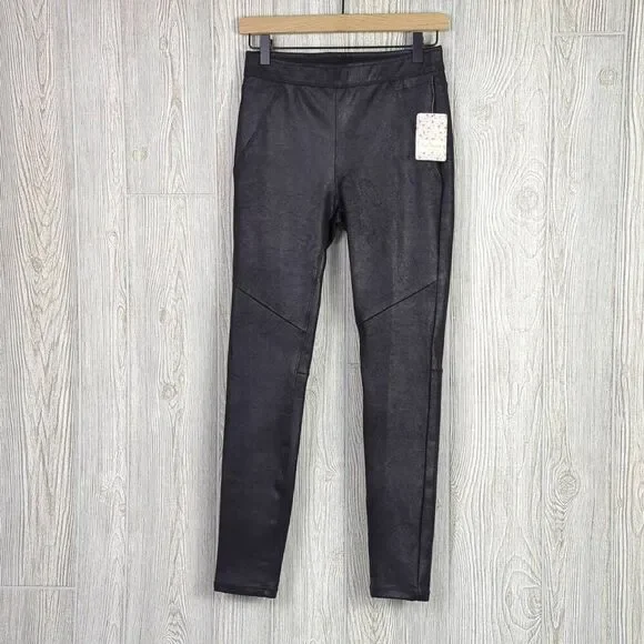 Free People Womens Size 2 Vegan Leather Leggings Black Stretch NWT - Picture 1 of 9